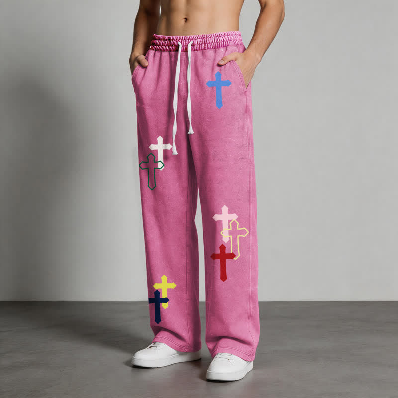 Christianartworkshop Multicolor Cross Streetwear Relaxed Fit Washed Sweatpants - image 38