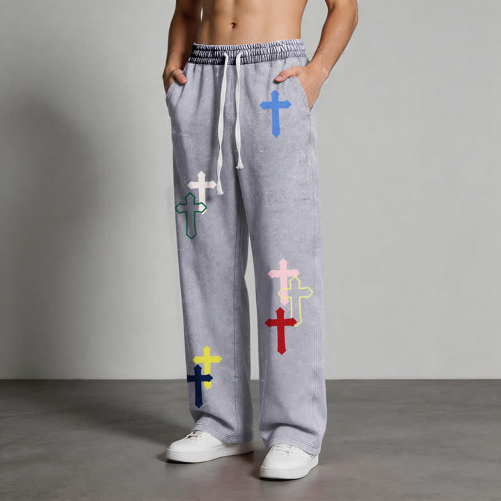 Christianartworkshop Multicolor Cross Streetwear Relaxed Fit Washed Sweatpants - image 30