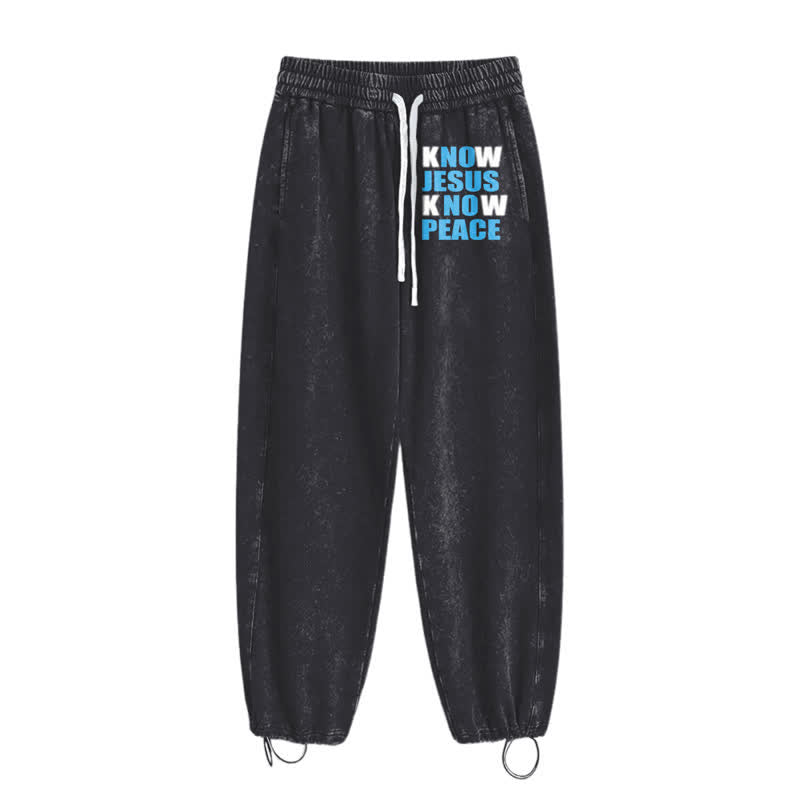 Christianartworkshop Know Jesus Know Peace Olive Washed Sweatpants - image 10