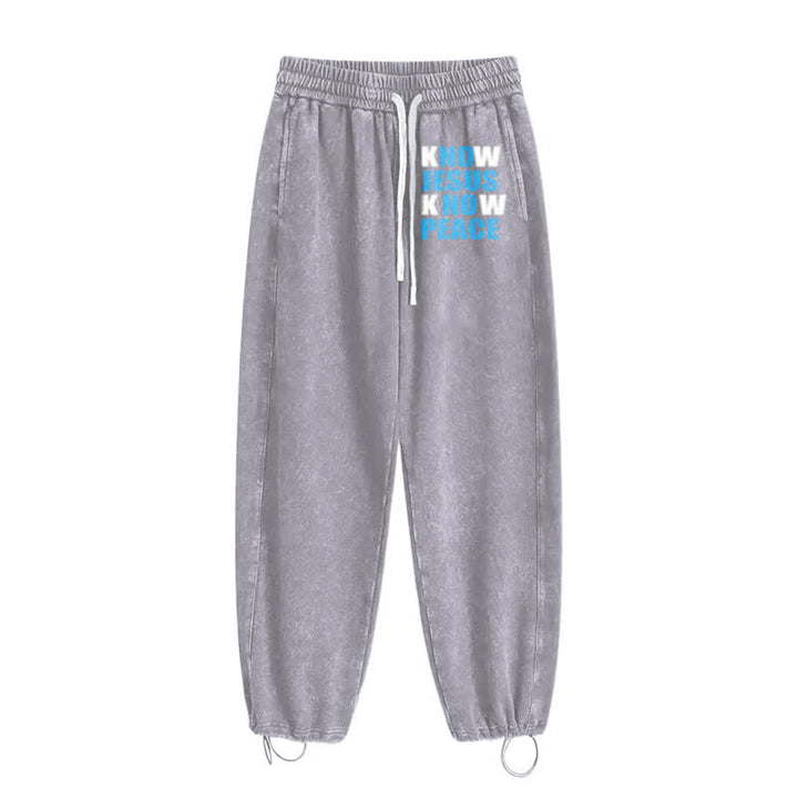 Christianartworkshop Know Jesus Know Peace Olive Washed Sweatpants - image 20