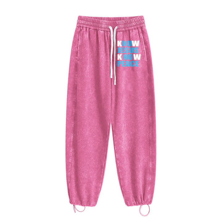 Christianartworkshop Know Jesus Know Peace Olive Washed Sweatpants - image 44
