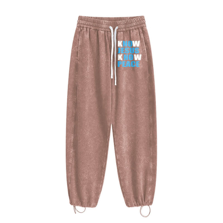 Christianartworkshop Know Jesus Know Peace Olive Washed Sweatpants - image 28