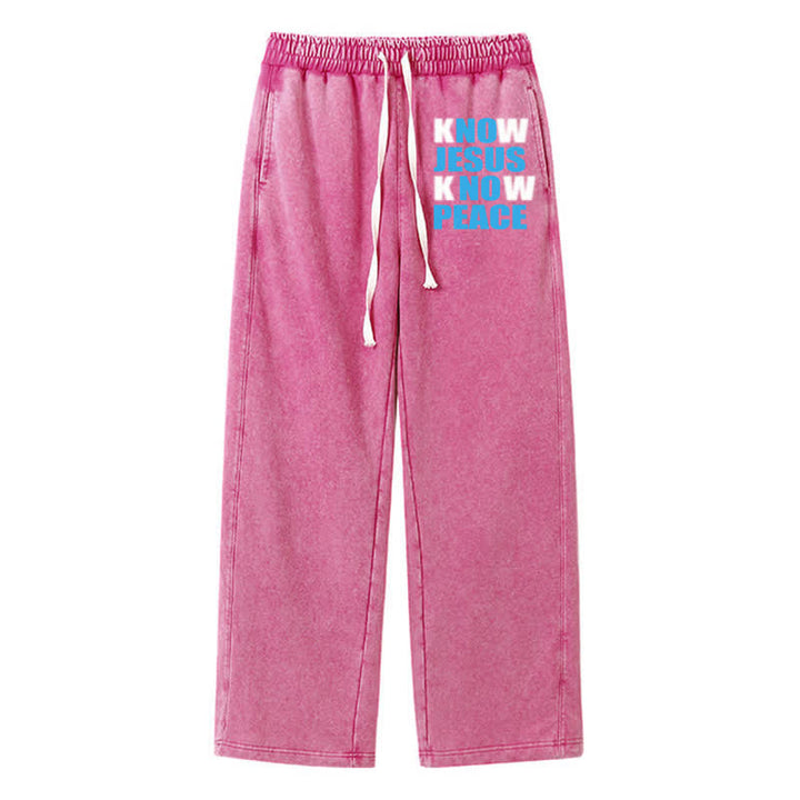 Christianartworkshop Know Jesus Know Peace Olive Washed Sweatpants - Rose - 2XL - image 42