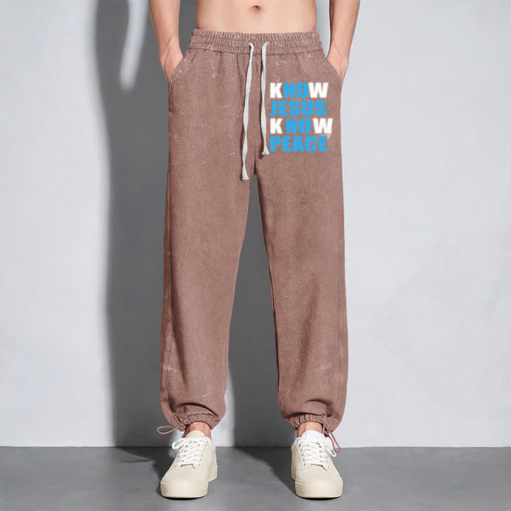 Christianartworkshop Know Jesus Know Peace Olive Washed Sweatpants - image 32