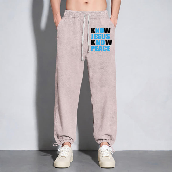 Christianartworkshop Know Jesus Know Peace Olive Washed Sweatpants - image 40