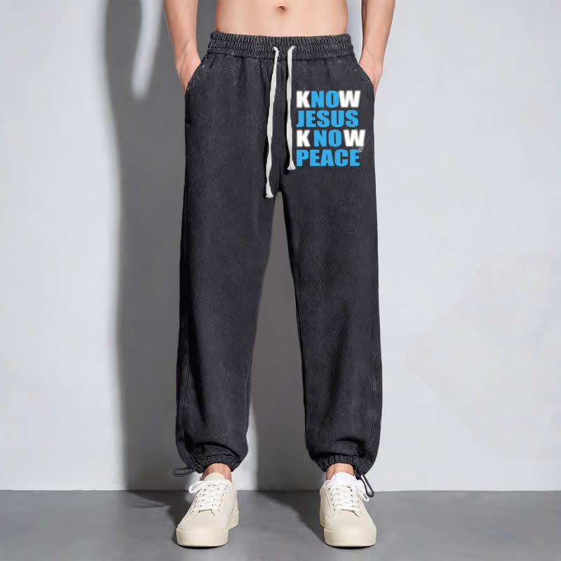 Christianartworkshop Know Jesus Know Peace Olive Washed Sweatpants - image 14