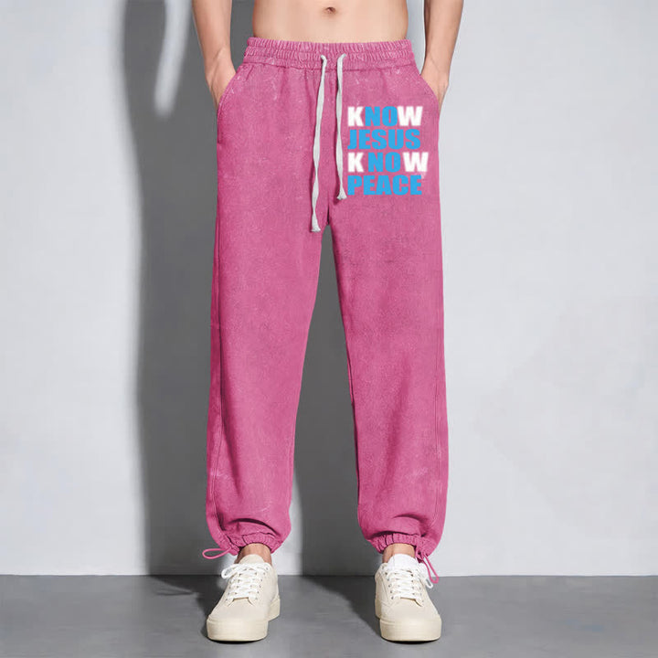 Christianartworkshop Know Jesus Know Peace Olive Washed Sweatpants - image 48