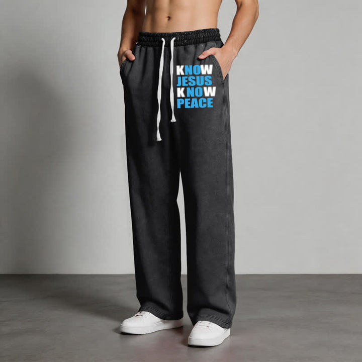 Christianartworkshop Know Jesus Know Peace Olive Washed Sweatpants - image 12