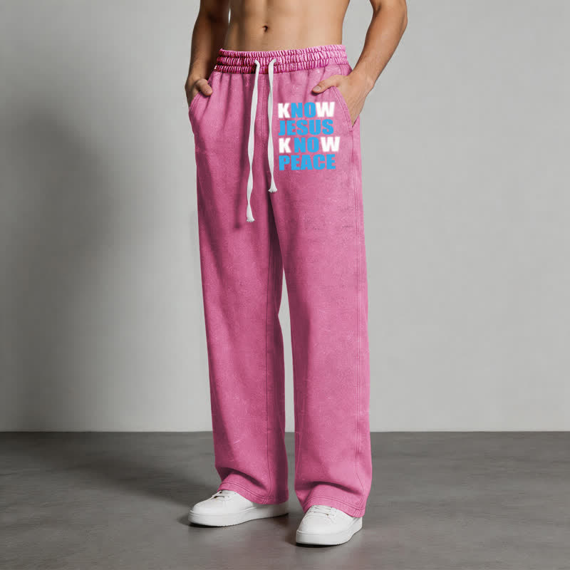Christianartworkshop Know Jesus Know Peace Olive Washed Sweatpants - image 46
