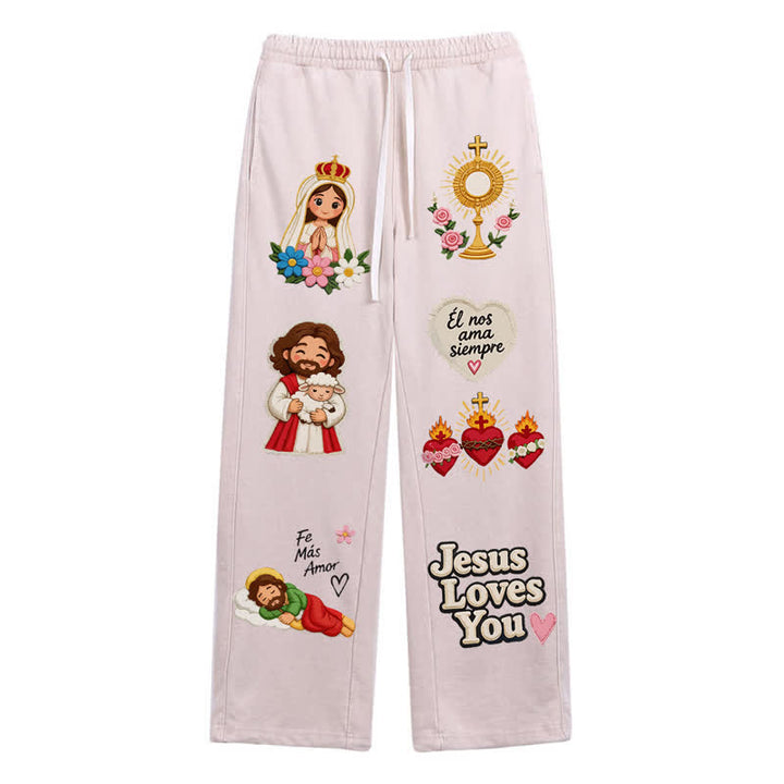 Christianartworkshop Jesus Loves You Pink Faith Art Washed Sweatpants - Apricot - 2XL - image 42