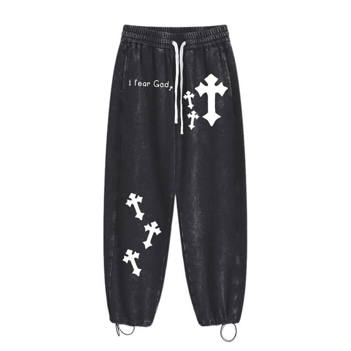 Christianartworkshop I Fear God Cross Print Pink Washed Sweatpants - image 10