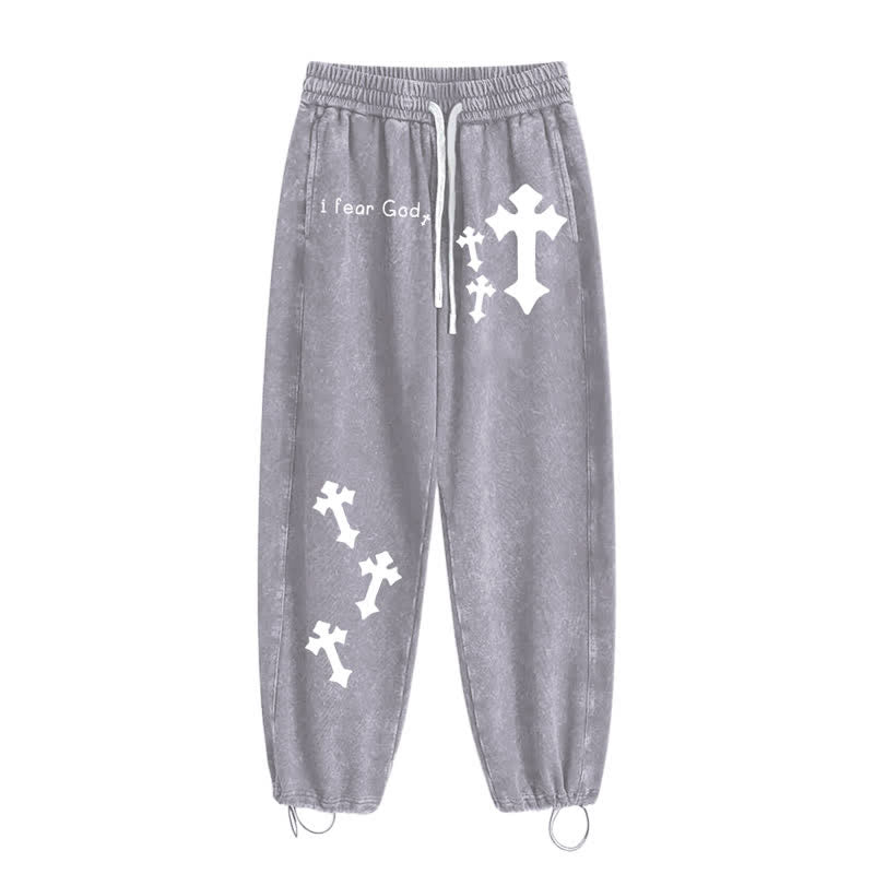 Christianartworkshop I Fear God Cross Print Pink Washed Sweatpants - image 28