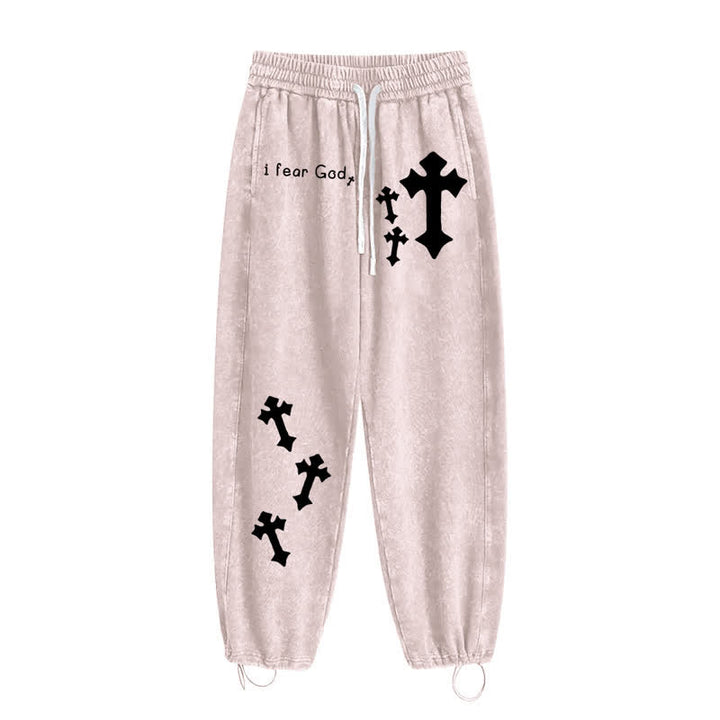 Christianartworkshop I Fear God Cross Print Pink Washed Sweatpants - image 2