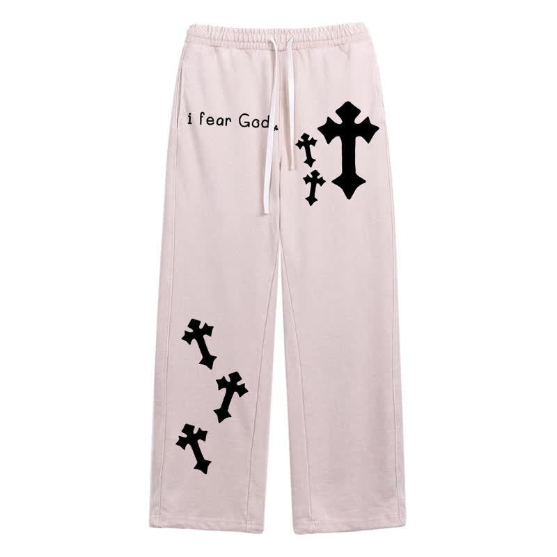 Christianartworkshop I Fear God Cross Print Pink Washed Sweatpants - Apricot - 2XL - image 0