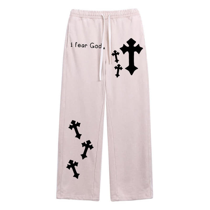 Christianartworkshop I Fear God Cross Print Pink Washed Sweatpants - Apricot - 2XL - image 0