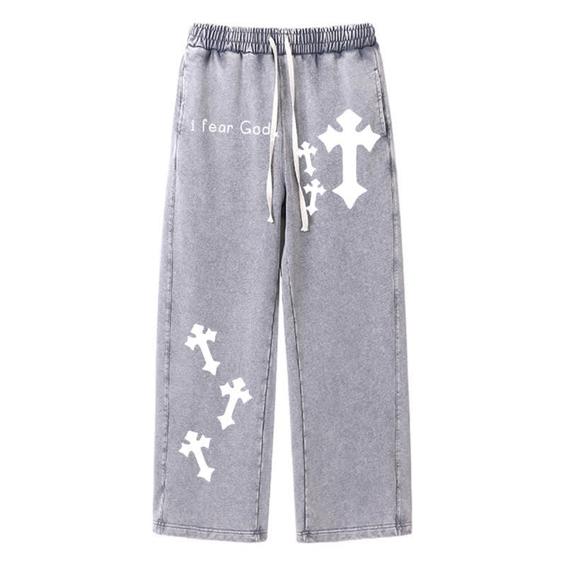 Christianartworkshop I Fear God Cross Print Pink Washed Sweatpants - Grey - 2XL - image 26