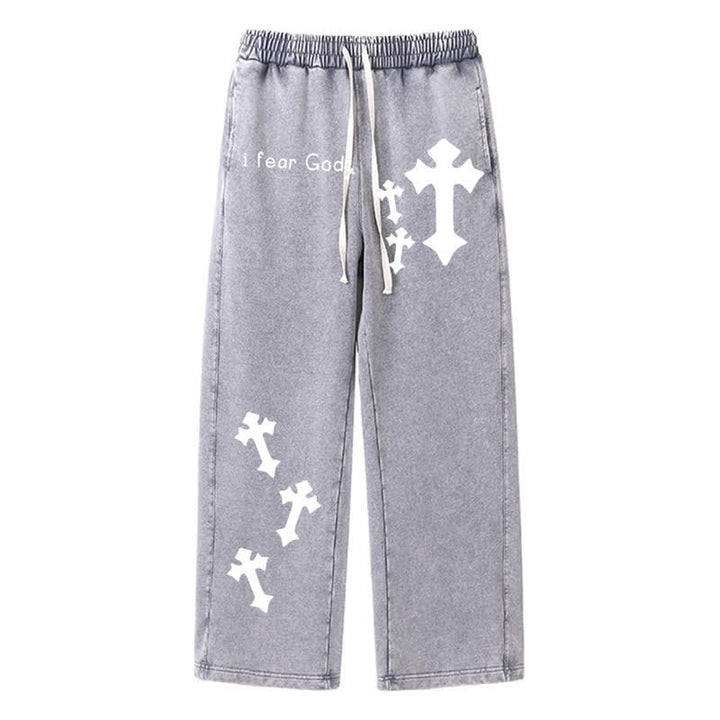 Christianartworkshop I Fear God Cross Print Pink Washed Sweatpants - Grey - 2XL - image 26