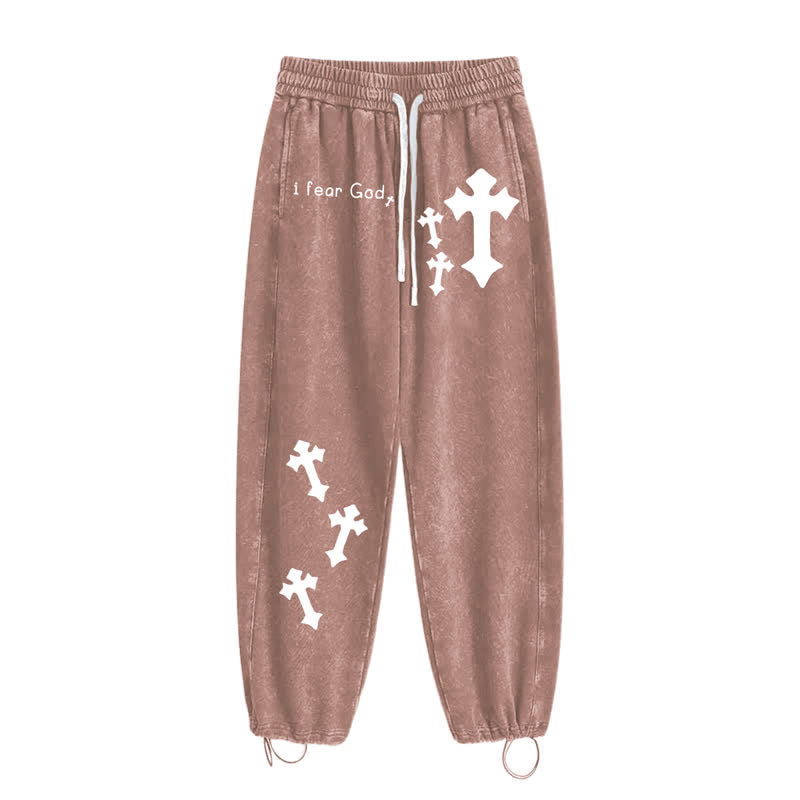 Christianartworkshop I Fear God Cross Print Pink Washed Sweatpants - image 44