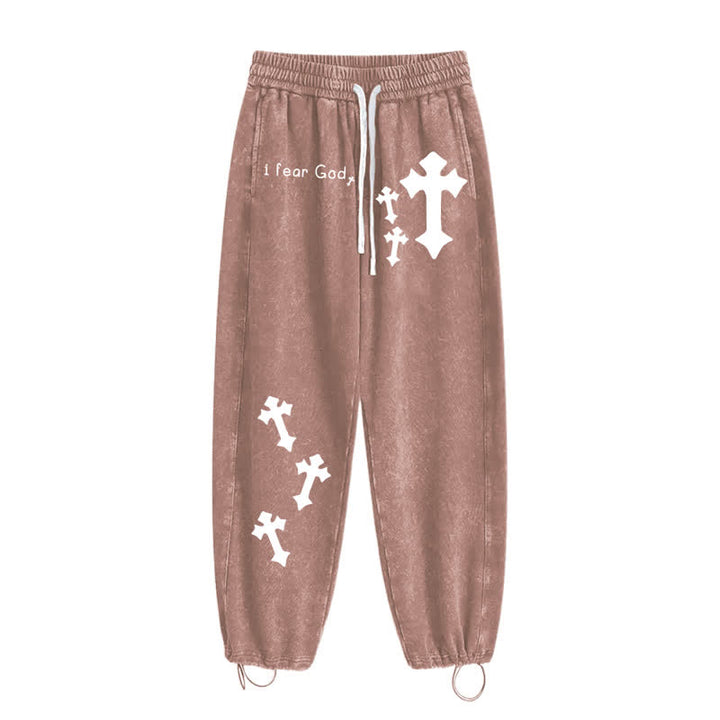Christianartworkshop I Fear God Cross Print Pink Washed Sweatpants - image 44