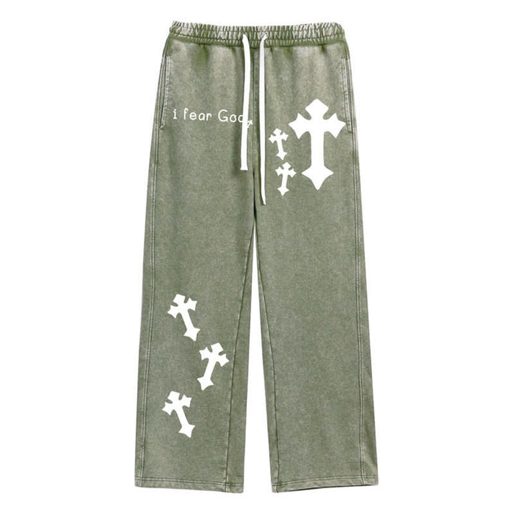 Christianartworkshop I Fear God Cross Print Pink Washed Sweatpants - Army Green - 2XL - image 34