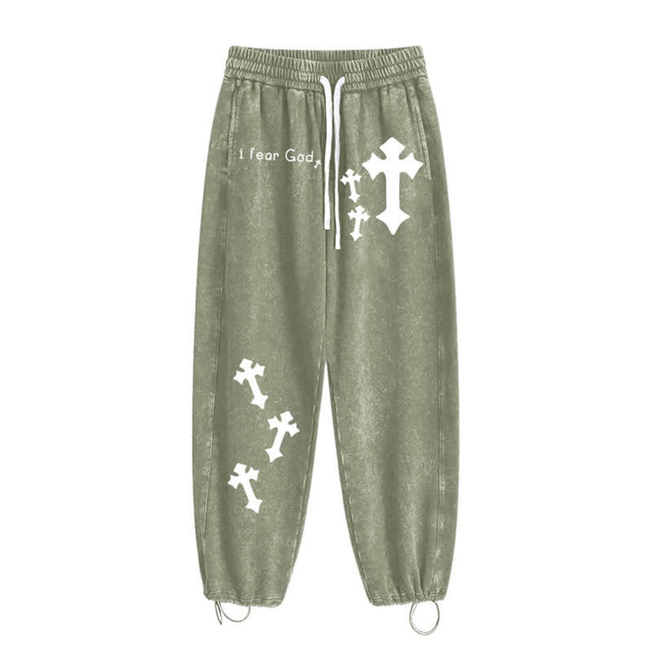 Christianartworkshop I Fear God Cross Print Pink Washed Sweatpants - image 36