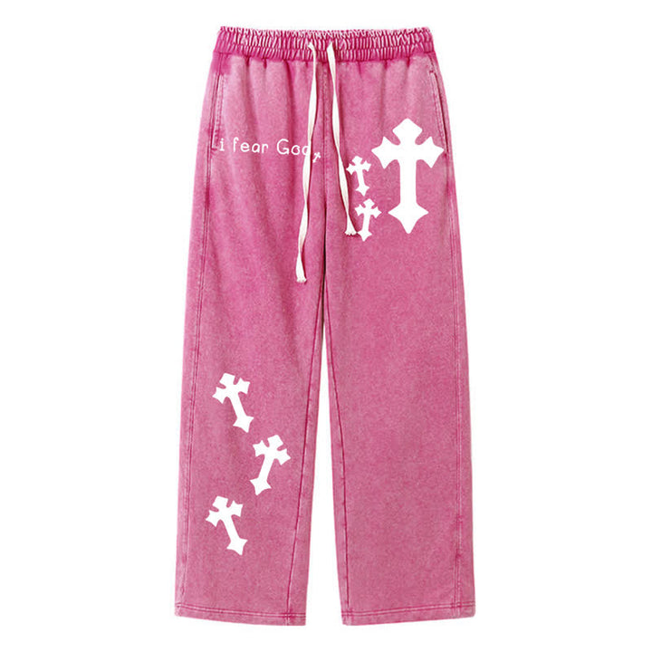 Christianartworkshop I Fear God Cross Print Pink Washed Sweatpants - Rose - 2XL - image 18
