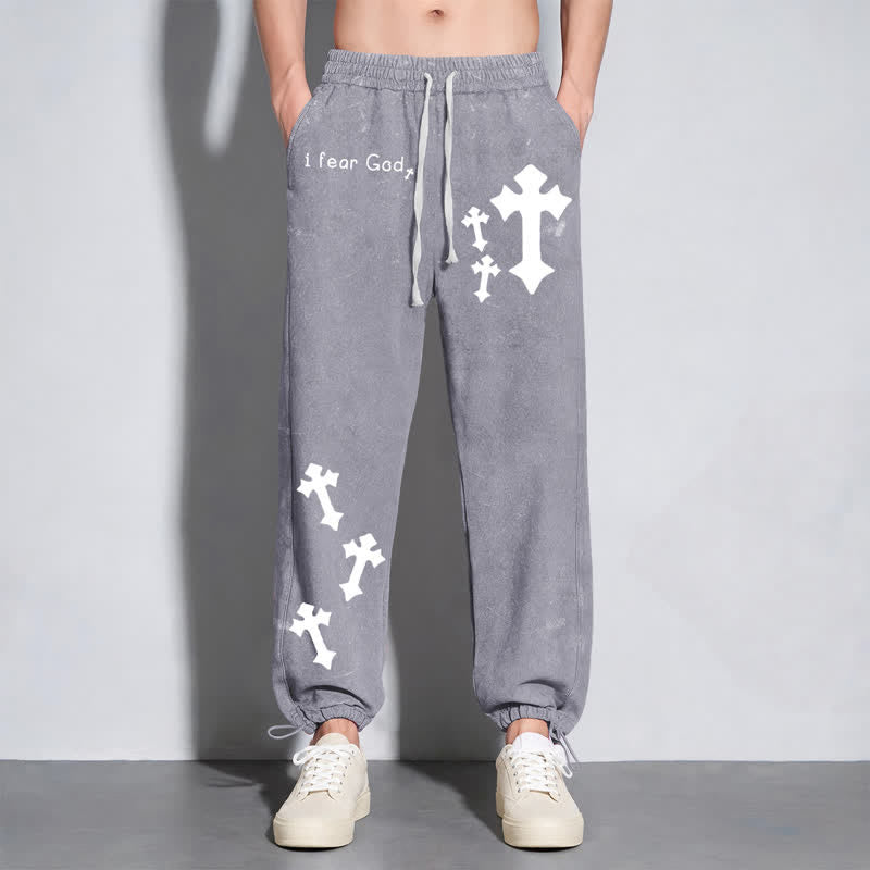 Christianartworkshop I Fear God Cross Print Pink Washed Sweatpants - image 32