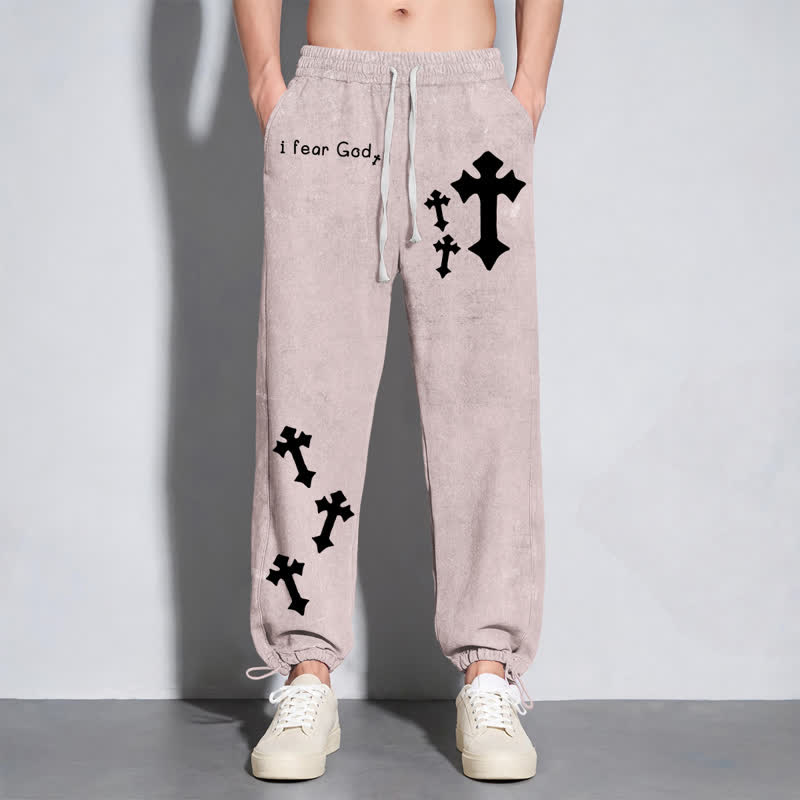 Christianartworkshop I Fear God Cross Print Pink Washed Sweatpants - image 6