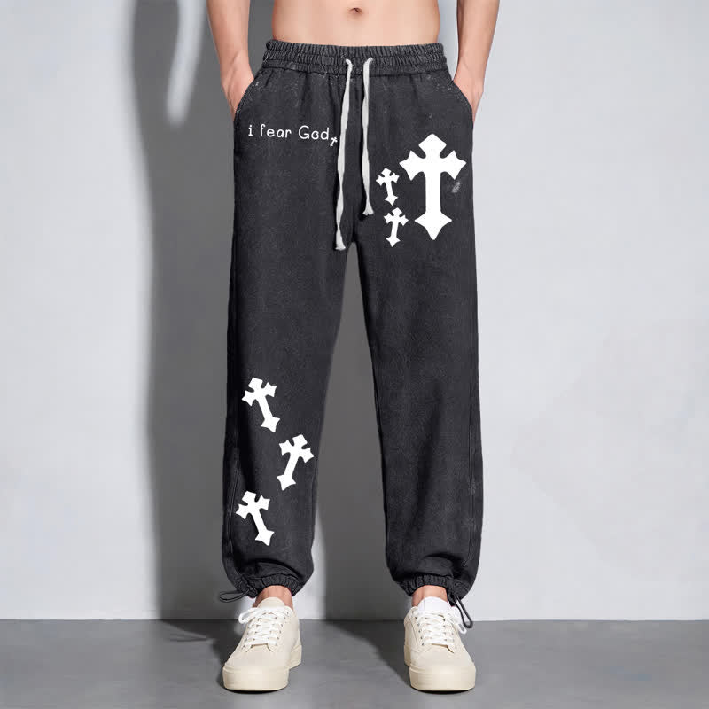 Christianartworkshop I Fear God Cross Print Pink Washed Sweatpants - image 14
