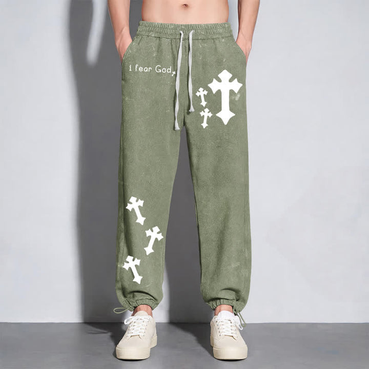 Christianartworkshop I Fear God Cross Print Pink Washed Sweatpants - image 40