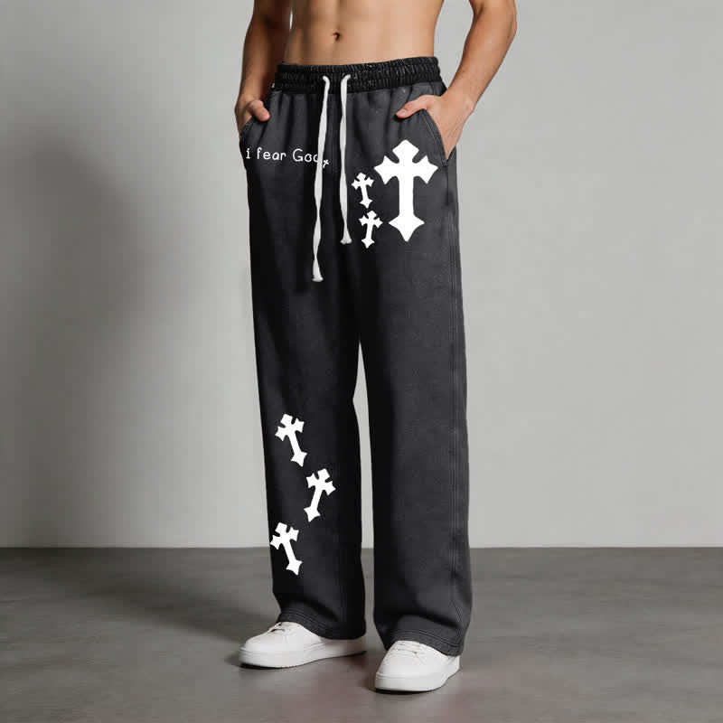 Christianartworkshop I Fear God Cross Print Pink Washed Sweatpants - image 12