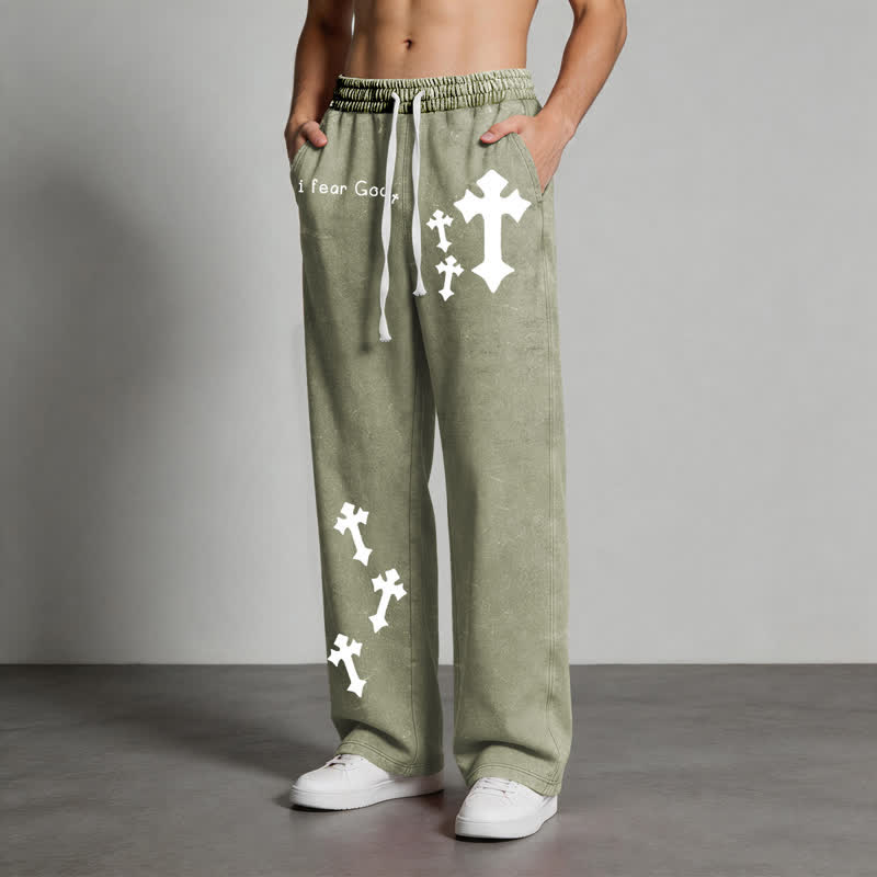 Christianartworkshop I Fear God Cross Print Pink Washed Sweatpants - image 38