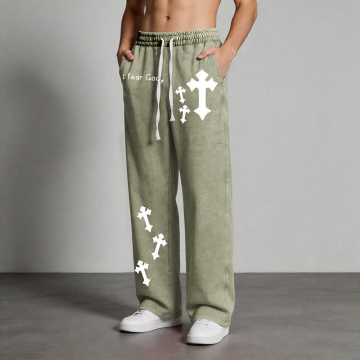 Christianartworkshop I Fear God Cross Print Pink Washed Sweatpants - image 38