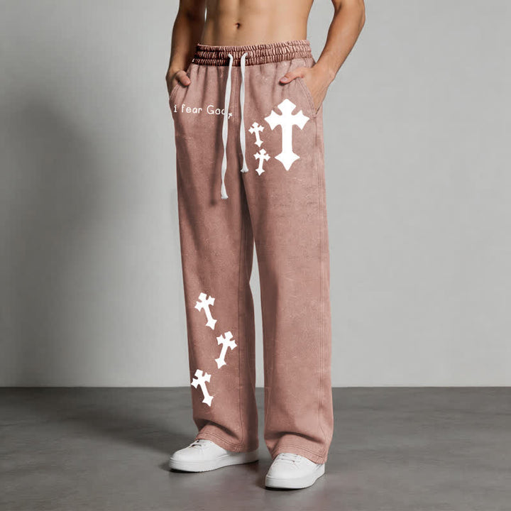 Christianartworkshop I Fear God Cross Print Pink Washed Sweatpants - image 46