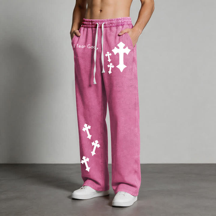 Christianartworkshop I Fear God Cross Print Pink Washed Sweatpants - image 22