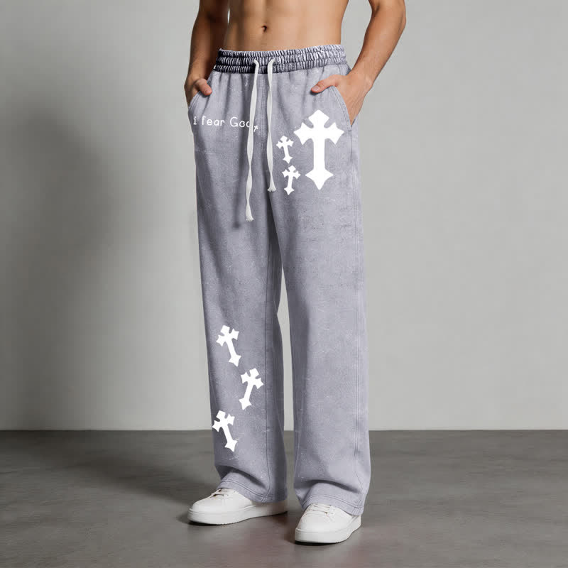 Christianartworkshop I Fear God Cross Print Pink Washed Sweatpants - image 30
