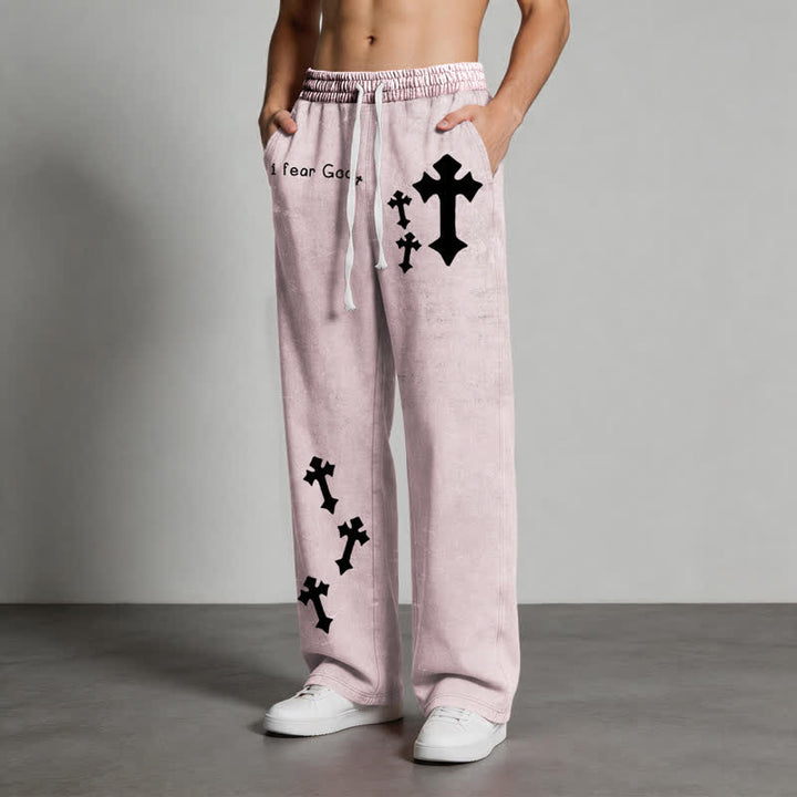 Christianartworkshop I Fear God Cross Print Pink Washed Sweatpants - image 4
