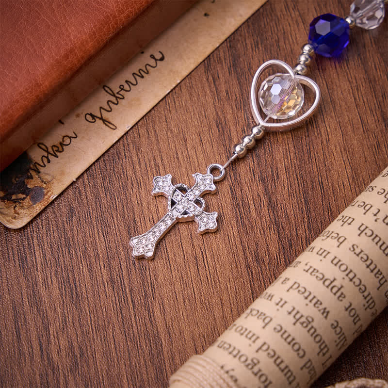 Christianartworkshop Hollow Heart Glass Rosary with Deep Blue Faceted Beads: Token of Abiding Divine Protection - image 8