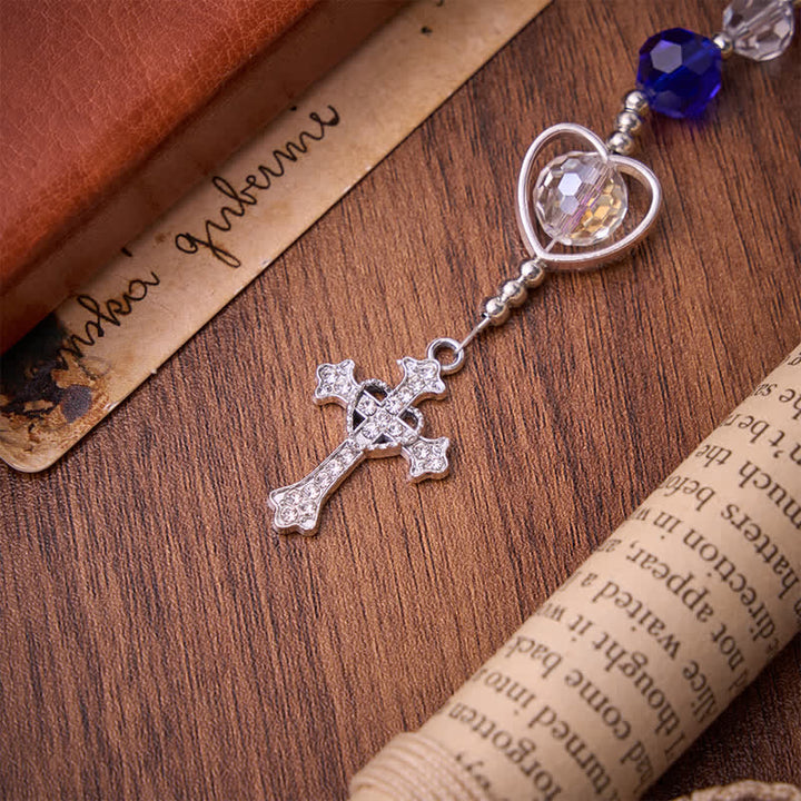 Christianartworkshop Hollow Heart Glass Rosary with Deep Blue Faceted Beads: Token of Abiding Divine Protection - image 8