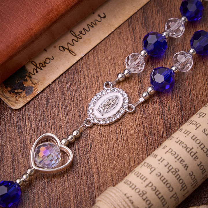 Christianartworkshop Hollow Heart Glass Rosary with Deep Blue Faceted Beads: Token of Abiding Divine Protection - image 7