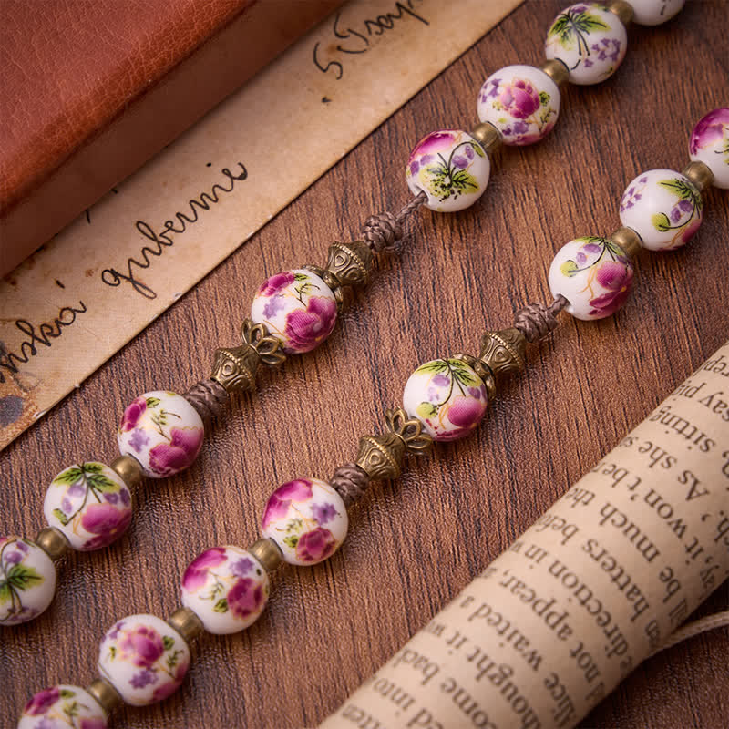 Christianartworkshop Antiqued Bronze Pink Blossom Prayer Rosary with Our Lady Medal & Crucifix - image 7