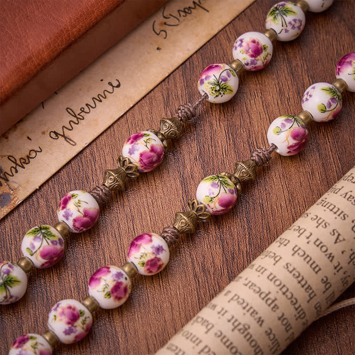 Christianartworkshop Antiqued Bronze Pink Blossom Prayer Rosary with Our Lady Medal & Crucifix - image 7