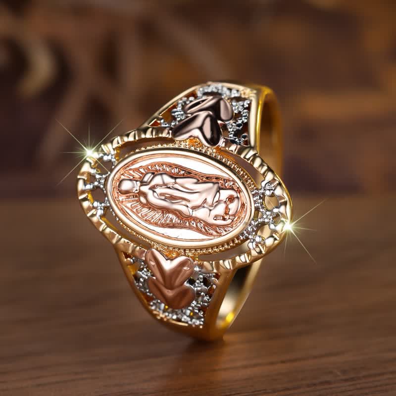 Christianartworkshop Our Lady of Guadalupe Enameled Devotional Ring with Floral Accents: A Symbol of Marian Grace & Divine Protection - image 6