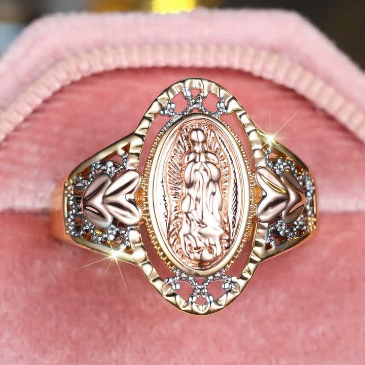 Christianartworkshop Our Lady of Guadalupe Enameled Devotional Ring with Floral Accents: A Symbol of Marian Grace & Divine Protection - image 8