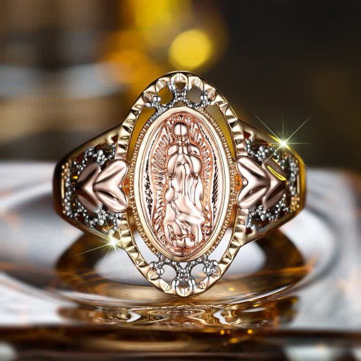 Christianartworkshop Our Lady of Guadalupe Enameled Devotional Ring with Floral Accents: A Symbol of Marian Grace & Divine Protection - image 7