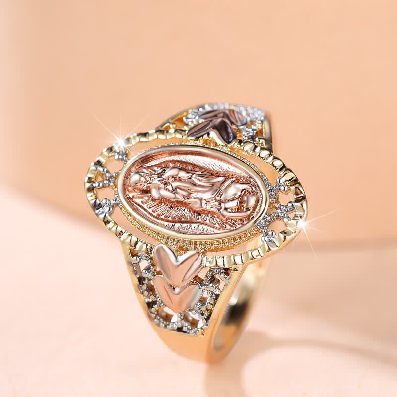 Christianartworkshop Our Lady of Guadalupe Enameled Devotional Ring with Floral Accents: A Symbol of Marian Grace & Divine Protection - image 11