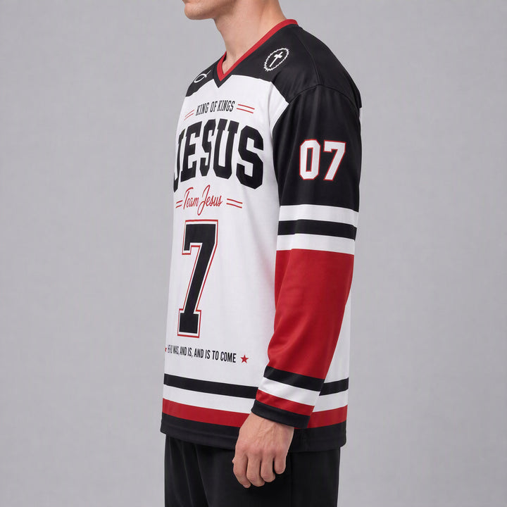Christianartworkshop Team Jesus 07 Colorblock Long Sleeve Hockey Jersey - image 5