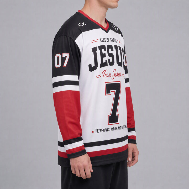 Christianartworkshop Team Jesus 07 Colorblock Long Sleeve Hockey Jersey - image 6