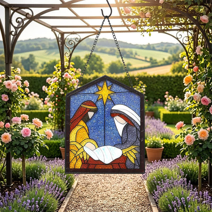 Christianartworkshop Star Guided Nativity Stained Glass Suncatcher: Token of Peaceful Divine Arrival - image 4
