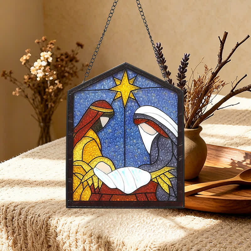 Christianartworkshop Star Guided Nativity Stained Glass Suncatcher: Token of Peaceful Divine Arrival - image 5